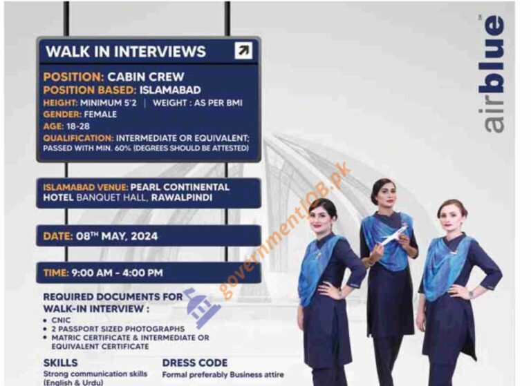 AirBlue Jobs 2024 – Female Cabin Crew Opportunities In Islamabad